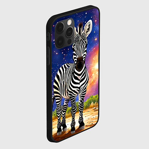 Чехол iPhone 12 Pro Max Зебра в звездную ночь / 3D-Черный – фото 2