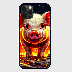 Чехол для iPhone 12 Pro Max Свинка в огне, цвет: 3D-черный
