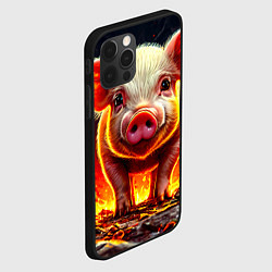 Чехол для iPhone 12 Pro Max Свинка в огне, цвет: 3D-черный — фото 2