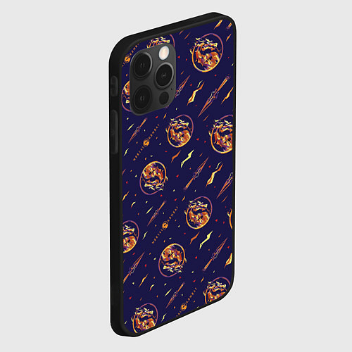 Чехол iPhone 12 Pro Max Mortal Kombat logo pattern / 3D-Черный – фото 2