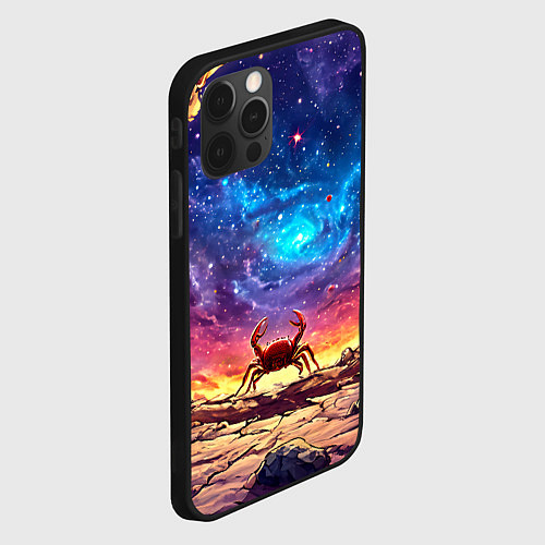 Чехол iPhone 12 Pro Max Краб смотрит в космос / 3D-Черный – фото 2
