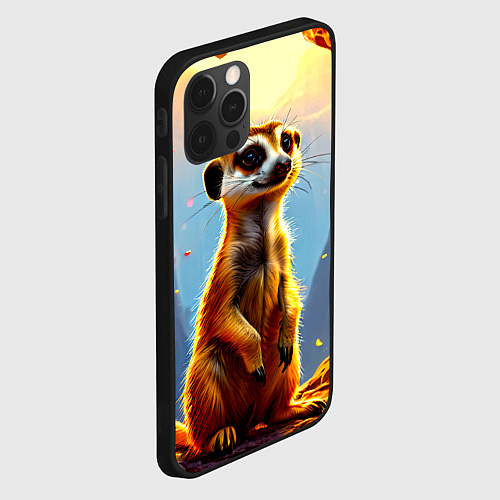 Чехол iPhone 12 Pro Max Сурикат в огне / 3D-Черный – фото 2