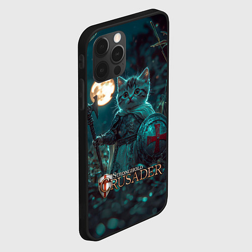 Чехол iPhone 12 Pro Max Stronghold Crusader котенок рыцарь / 3D-Черный – фото 2