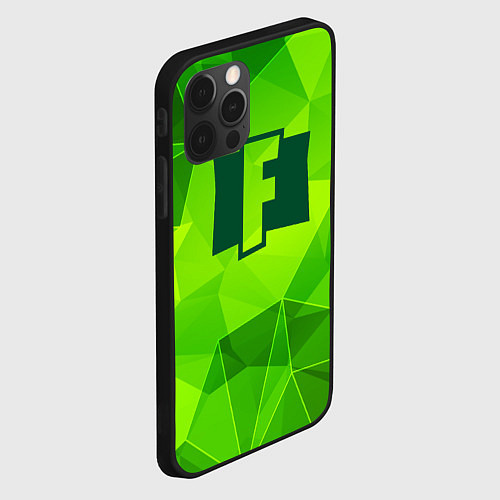 Чехол iPhone 12 Pro Max Fortnite green poly / 3D-Черный – фото 2