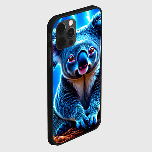 Чехол iPhone 12 Pro Max Коала в разрядах молний / 3D-Черный – фото 2