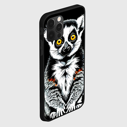 Чехол iPhone 12 Pro Max Лемур на черном / 3D-Черный – фото 2