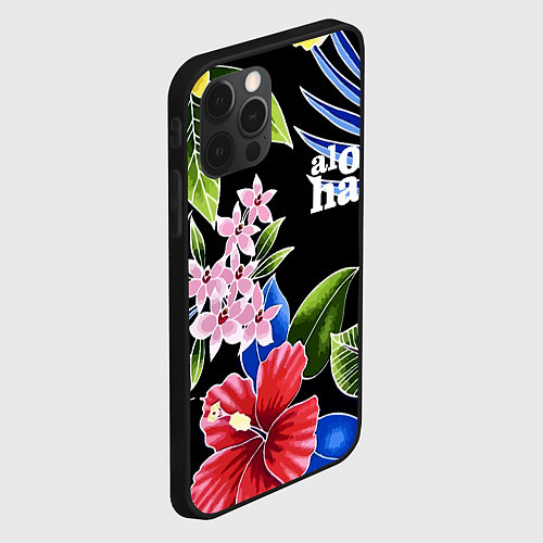 Чехол iPhone 12 Pro Max Tropical flowers - aloha / 3D-Черный – фото 2