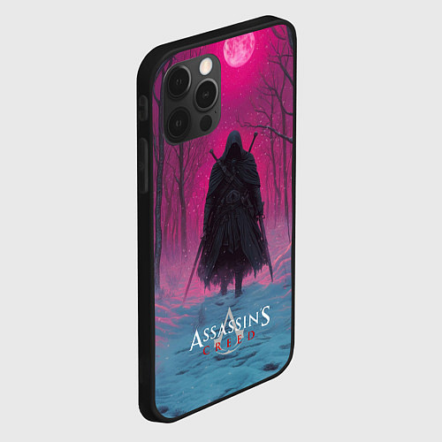 Чехол iPhone 12 Pro Max Assassins Creed воин в закате / 3D-Черный – фото 2