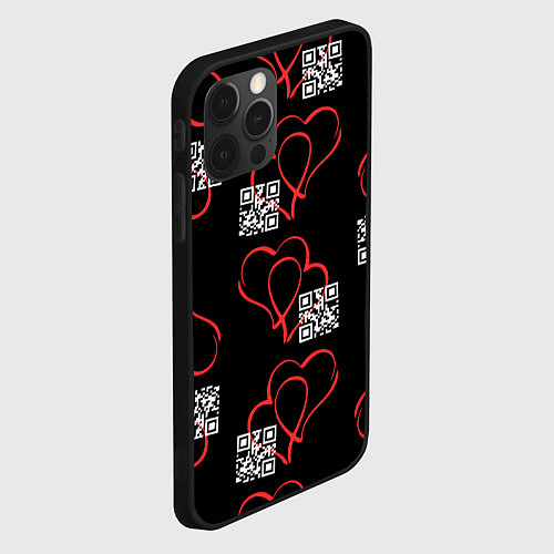Чехол iPhone 12 Pro Max Сердца и код любви на черном / 3D-Черный – фото 2