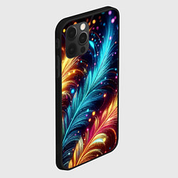 Чехол для iPhone 12 Pro Max Неоновые разноцветные перья, цвет: 3D-черный — фото 2