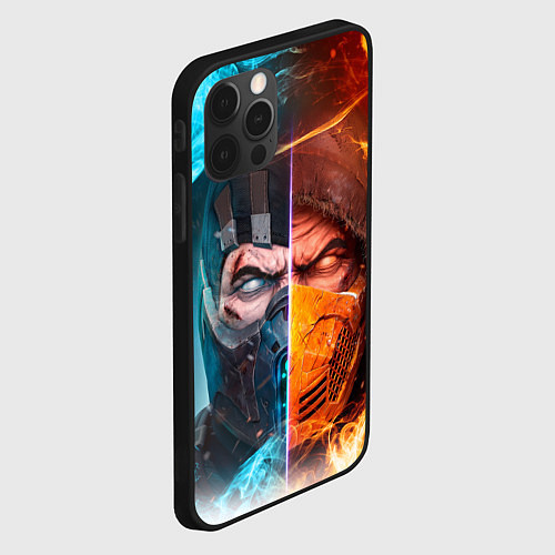 Чехол iPhone 12 Pro Max Mortal Kombat - Саб-зиро и Скорпион / 3D-Черный – фото 2