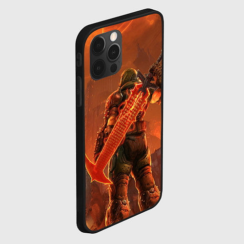 Чехол iPhone 12 Pro Max Палач рока и башня Doom / 3D-Черный – фото 2