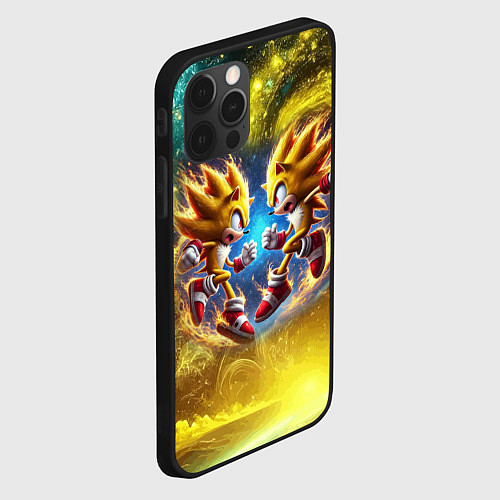 Чехол iPhone 12 Pro Max Sonic and Shadow battle in space - movie / 3D-Черный – фото 2