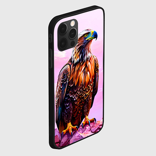 Чехол iPhone 12 Pro Max Орел и розовый закат / 3D-Черный – фото 2