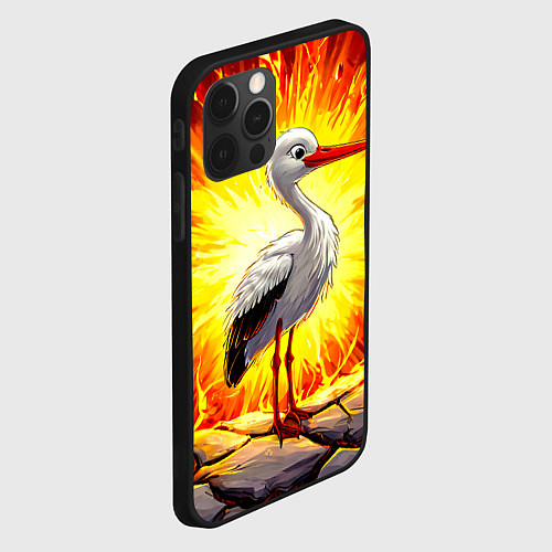 Чехол iPhone 12 Pro Max Аист в огне / 3D-Черный – фото 2