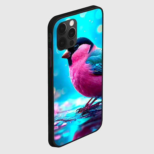 Чехол iPhone 12 Pro Max Розовый снегирь / 3D-Черный – фото 2