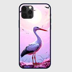 Чехол для iPhone 12 Pro Max Аист в розовых облаках, цвет: 3D-черный