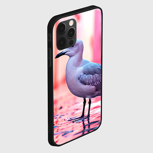Чехол iPhone 12 Pro Max Чайка на розовом / 3D-Черный – фото 2