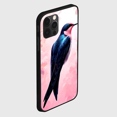 Чехол iPhone 12 Pro Max Ласточка в розовом / 3D-Черный – фото 2