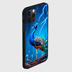 Чехол для iPhone 12 Pro Max Павлин и молния, цвет: 3D-черный — фото 2