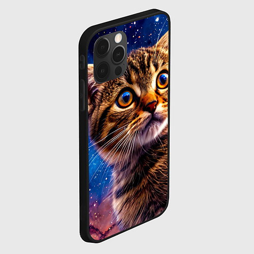 Чехол iPhone 12 Pro Max Шотландская прямоухая кошка в космосе / 3D-Черный – фото 2