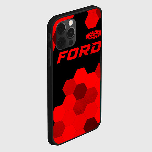 Чехол iPhone 12 Pro Max Ford - red gradient посередине / 3D-Черный – фото 2