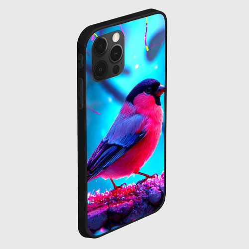 Чехол iPhone 12 Pro Max Розовый снегирь / 3D-Черный – фото 2