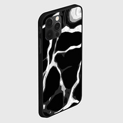 Чехол для iPhone 12 Pro Max Белые абстрактные полосы на чёрном фоне, цвет: 3D-черный — фото 2