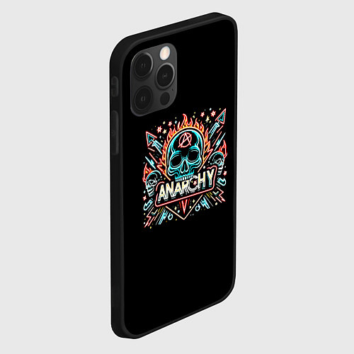 Чехол iPhone 12 Pro Max Анархия - черепа / 3D-Черный – фото 2