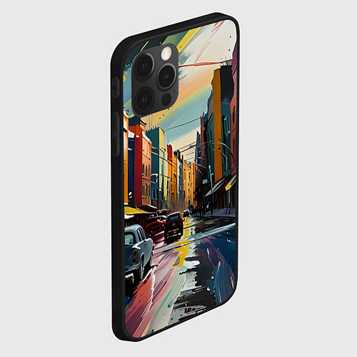 Чехол iPhone 12 Pro Max Улица в стиле экспрессионизм / 3D-Черный – фото 2
