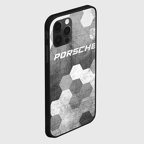 Чехол iPhone 12 Pro Max Porsche - grey gradient посередине / 3D-Черный – фото 2