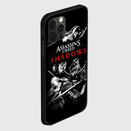 Чехол iPhone 12 Pro Max Assassins Creed Shadows - samurai / 3D-Черный – фото 2