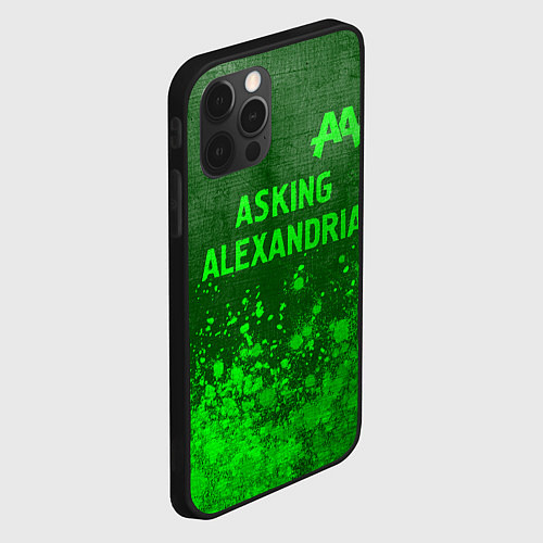 Чехол iPhone 12 Pro Max Asking Alexandria - green gradient посередине / 3D-Черный – фото 2