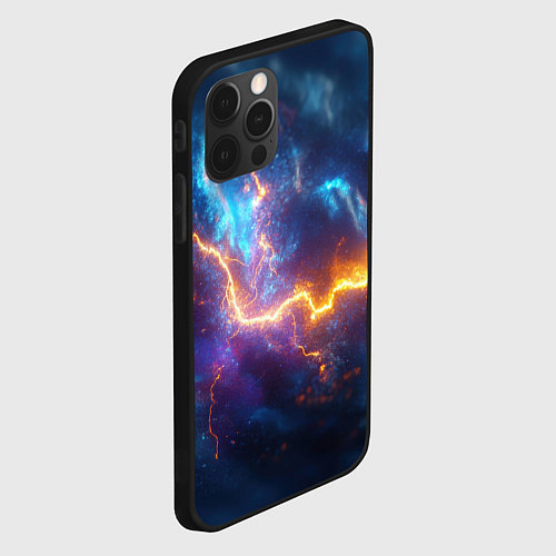 Чехол iPhone 12 Pro Max Космическая молния текстура / 3D-Черный – фото 2