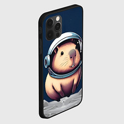 Чехол для iPhone 12 Pro Max Капибара космонавт в космосе, цвет: 3D-черный — фото 2