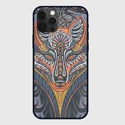 Чехол для iPhone 12 Pro Max Орнаментальный волк с узорами стилизованный, цвет: 3D-черный