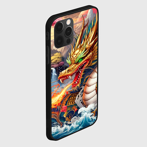 Чехол iPhone 12 Pro Max Dragon tattoo - irezumi / 3D-Черный – фото 2