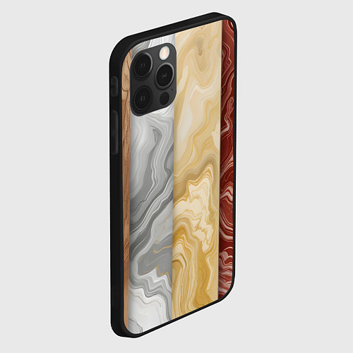 Чехол iPhone 12 Pro Max Мрамор и дерево / 3D-Черный – фото 2