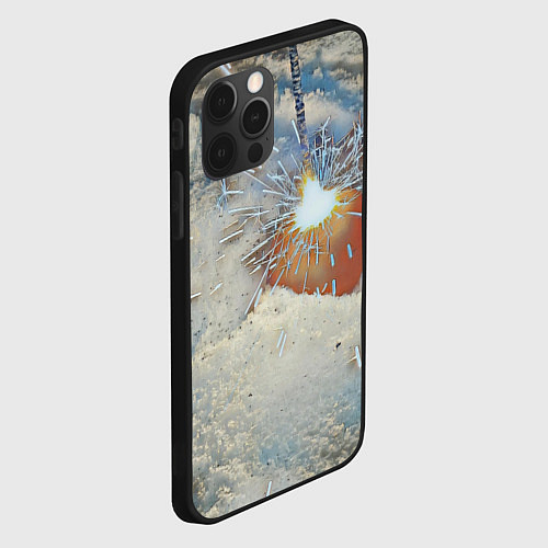 Чехол iPhone 12 Pro Max Искрящийся мандарин на снегу / 3D-Черный – фото 2