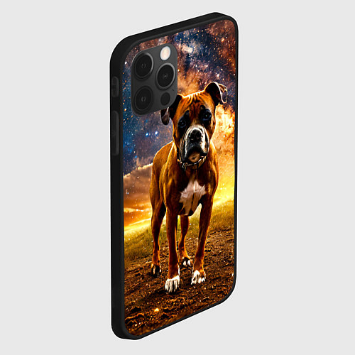 Чехол iPhone 12 Pro Max Немецкий боксер и звездное небо / 3D-Черный – фото 2