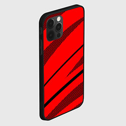 Чехол для iPhone 12 Pro Max Красный с чёрным абстракция полосы, цвет: 3D-черный — фото 2