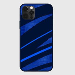 Чехол для iPhone 12 Pro Max Тёмный синий абстракция полосы, цвет: 3D-черный