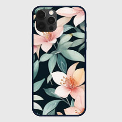 Чехол для iPhone 12 Pro Max Цветочный паттерн, цвет: 3D-черный