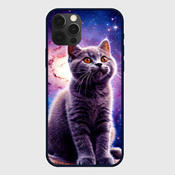 Чехол для iPhone 12 Pro Max Британская короткошёрстная кошка в космосе, цвет: 3D-черный