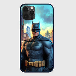 Чехол для iPhone 12 Pro Max Бэтмен неоновый город, цвет: 3D-черный