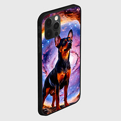 Чехол для iPhone 12 Pro Max Пинчер в космосе, цвет: 3D-черный — фото 2