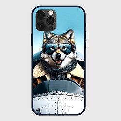 Чехол для iPhone 12 Pro Max Волк авиатор, цвет: 3D-черный