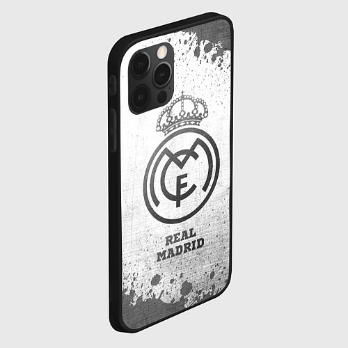 Чехол iPhone 12 Pro Max Real Madrid - white gradient / 3D-Черный – фото 2