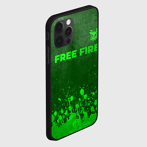 Чехол iPhone 12 Pro Max Free Fire - green gradient посередине / 3D-Черный – фото 2