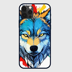 Чехол для iPhone 12 Pro Max Волк яркий арт, цвет: 3D-черный
